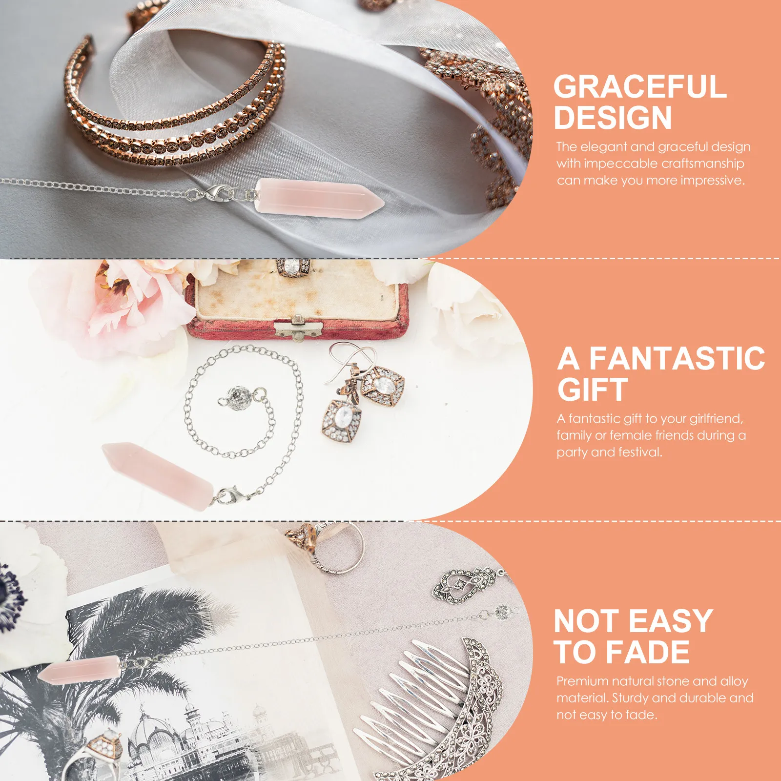 

1Pcs Premium Natural Stone Crystal Pendant Elegant Divination Jewelry Adornment for Women Fashion Necklace Ornament Gift