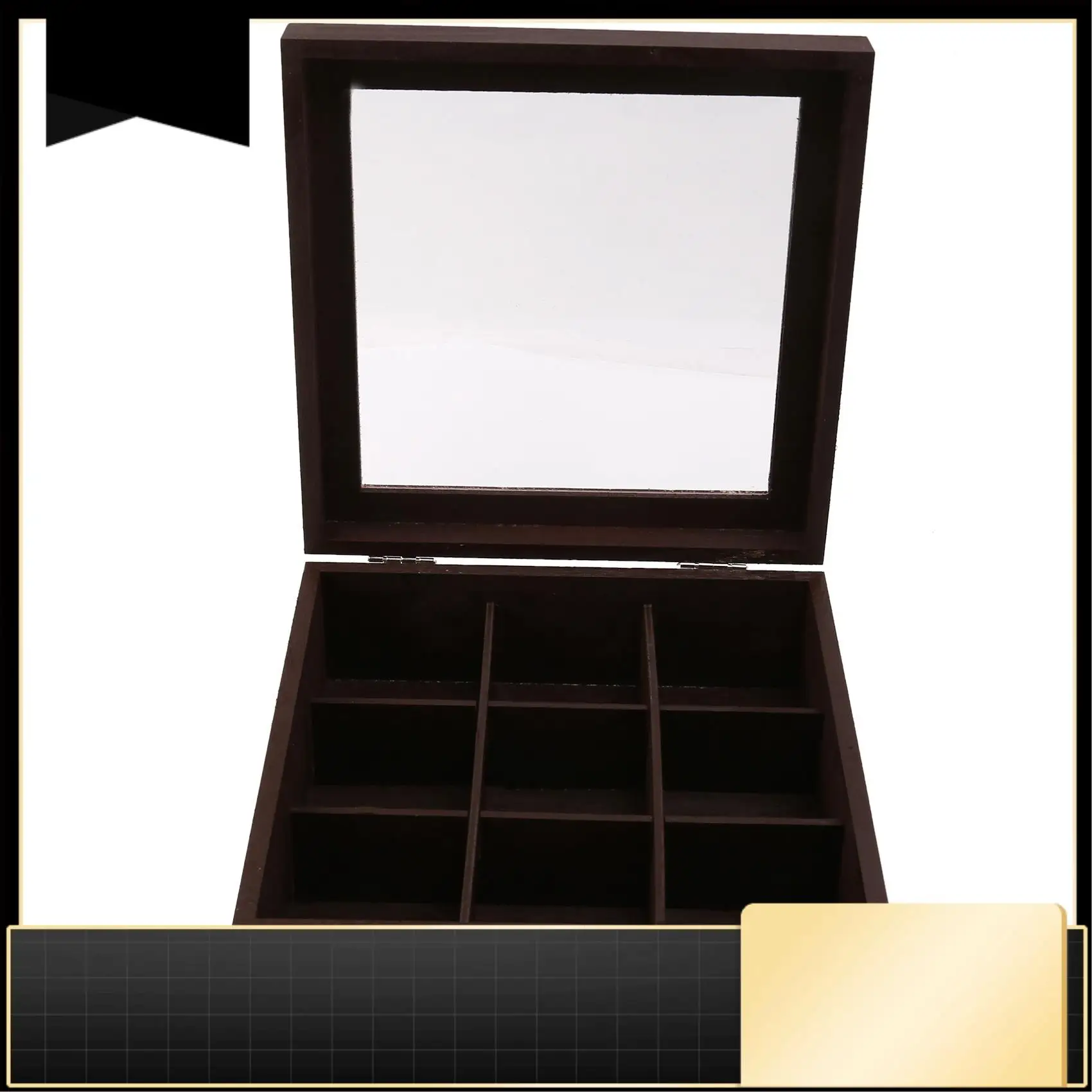 

Wooden 9 Grids Tea Box Tea Bags Container Storage Box Square Gift Box Case Transparent Top Lid Jewelry Storage Box-N37R
