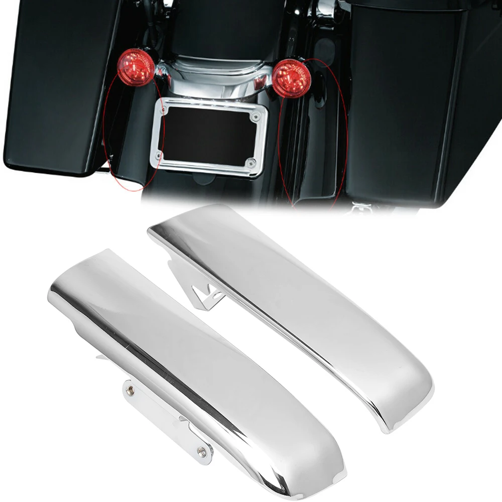 

Motorcycle Chrome Rear Fender Saddlebag Filler Panels Strips For Harley Touring CVO Electra Glide Ultra Classic Road King 14-21