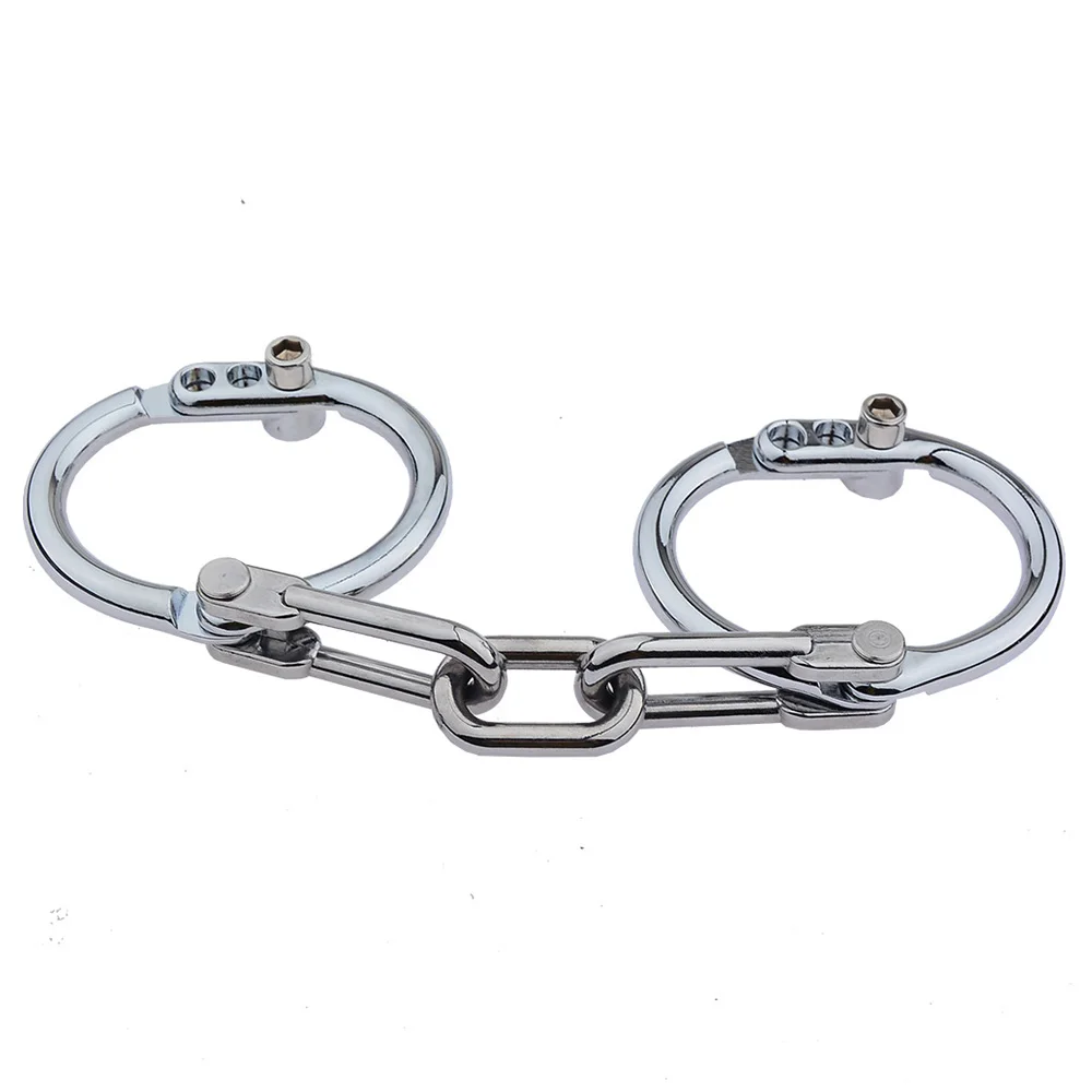 Metal Handcuffs Stainless Steel Wrist Cuff Ankle Cuffs Unisex Restraint Hand Feet Bondage Sex Toy Police Role Cosplay Tools