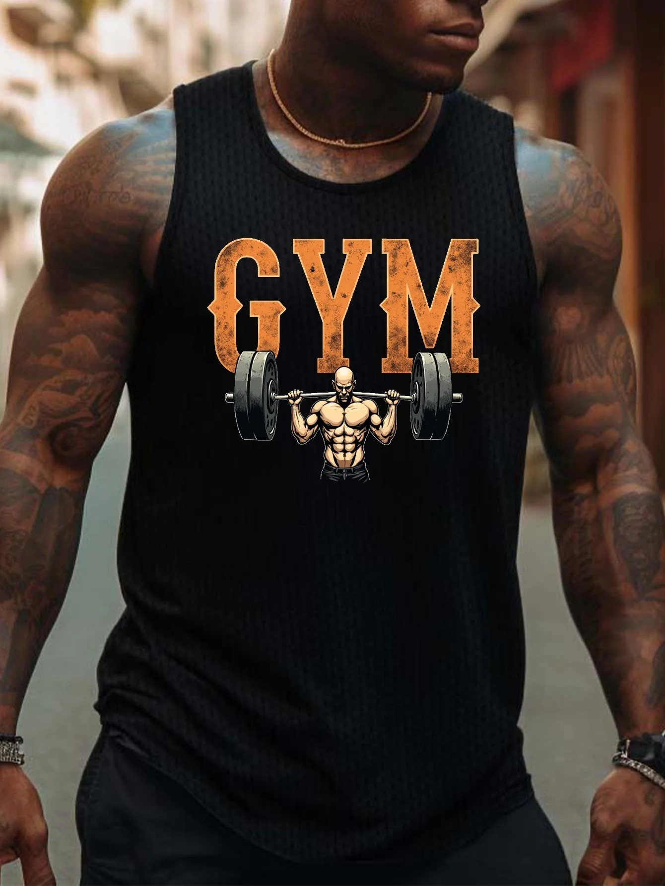 

Мужской фитнес-жилет с принтами на тему фитнеса - дышащий полиэстер, спортивная одежда без рукавов.