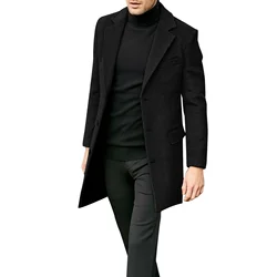 2024 Autumn and Winter Casual Men Clothing British Woolen Overcoat New Style Solid Color Long Sleeve Woolen Material Trendy Suit