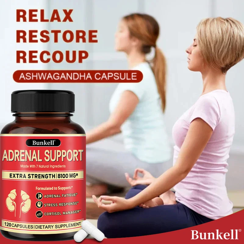 7-in-1 Adrenal Support Supplement - Concentrated Ashwagandha, Ginseng, Rhodiola Rosea - Healthy Stress, Immunity, Energy & Mood