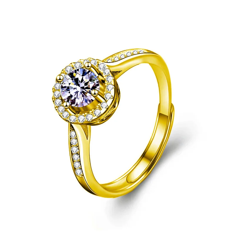 

Real Moissanite Ring D VVS1 Pass Diamond Test Pen Adjustable Size S925 Sliver GRA Certificate Wedding Rings For Women Jewelry