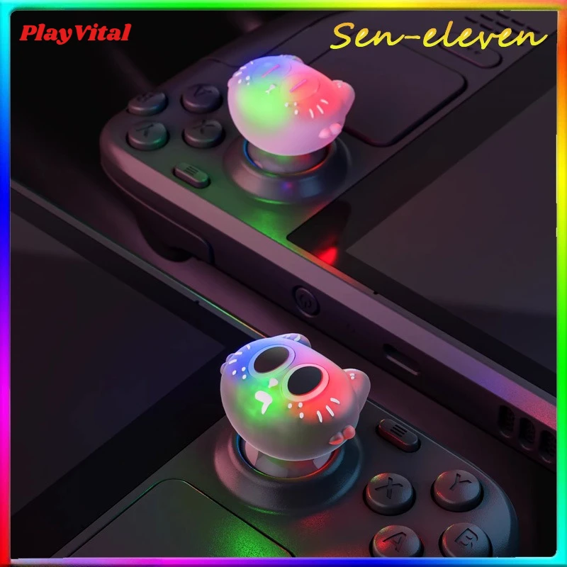 

Светящиеся накладки PlayVital Lightwave Cat для Steam Deck | Светодиодные колпачки для джойстиков, игровые аксессуары