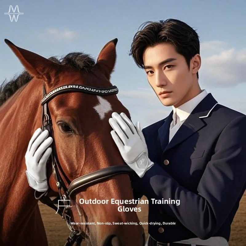 Men Women Breathable Non-Slip Horse Riding Gloves, Lightweight Sun Protection Wear-Resistant Equestrian Gloves