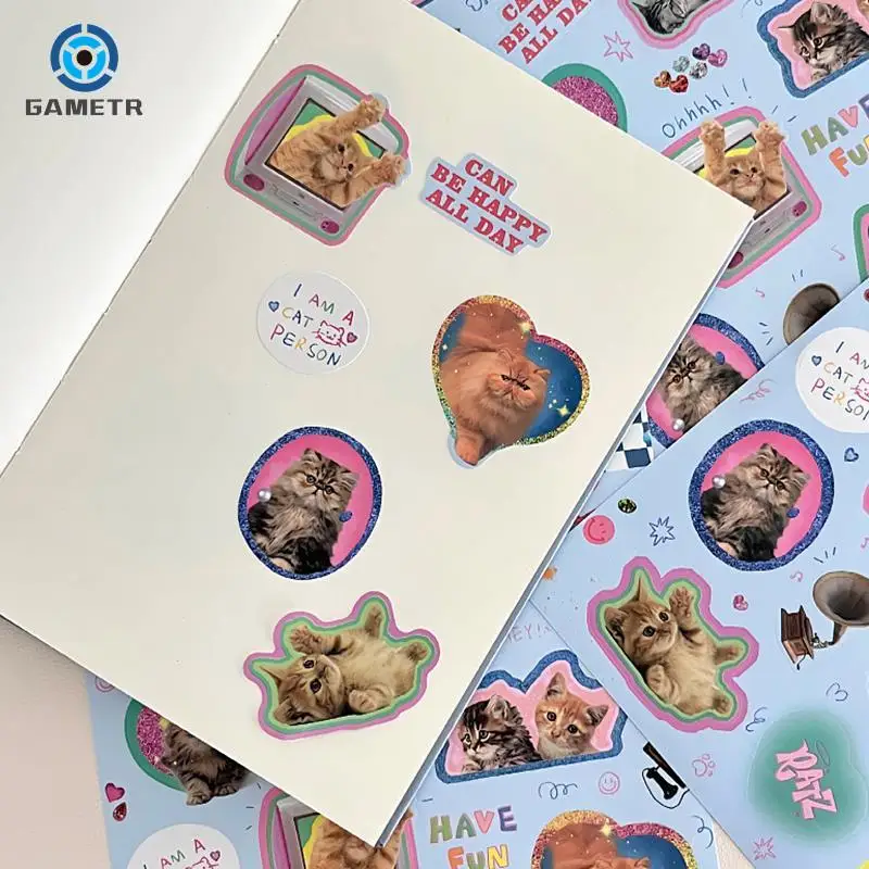 Retro American Style Animals Sticker Cute Cat Bear Diary Scrapbooking DIY Decoration Aesthetic Laptop Stationery Stickers