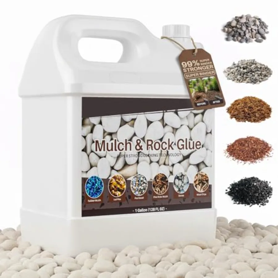 

1 Gal 150 OZ Ultra Concentrated Mulch Glue for Landscaping, Pet-Safe Non-Toxic Rock Glue, Ready to Spray Pea Gravel Binder, Up