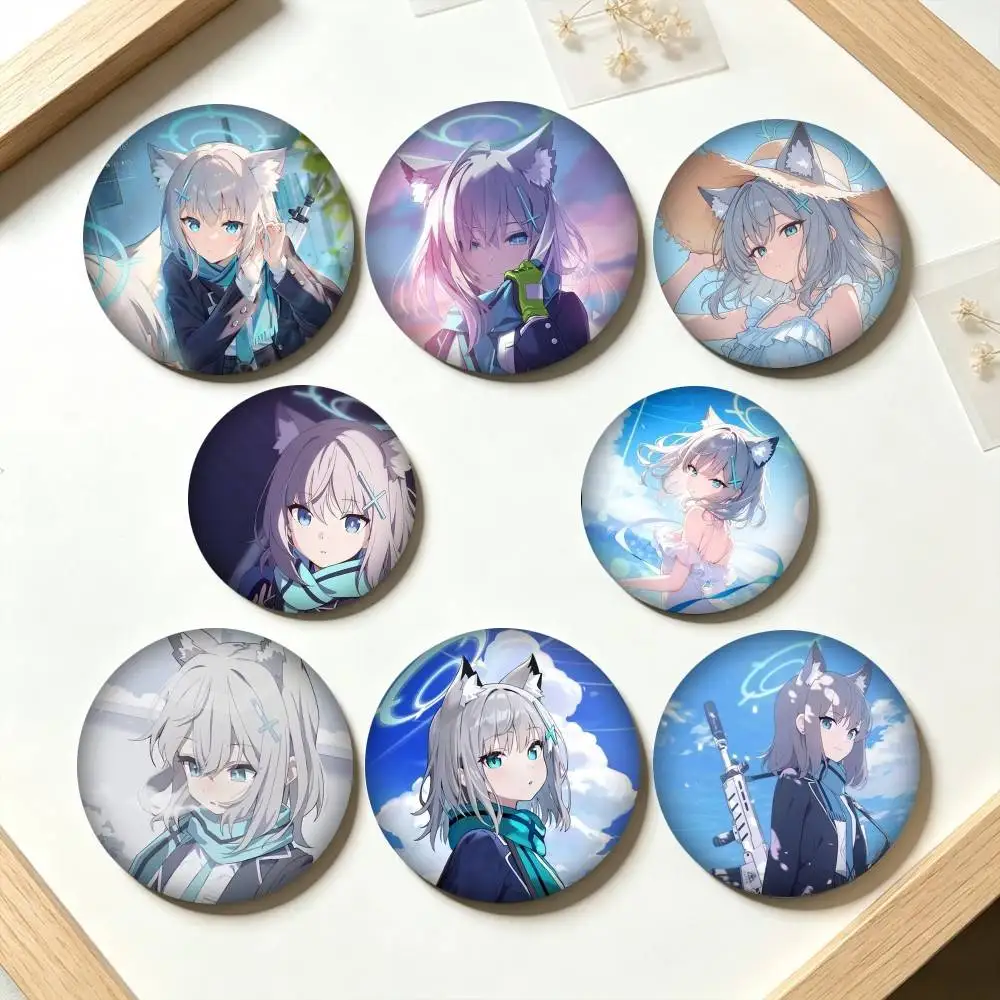B-Blue Archive Sunaookami Shiroko 25mm 32mm 44mm 58mm 75mm Brooches Badges Pins for Accessories Gift