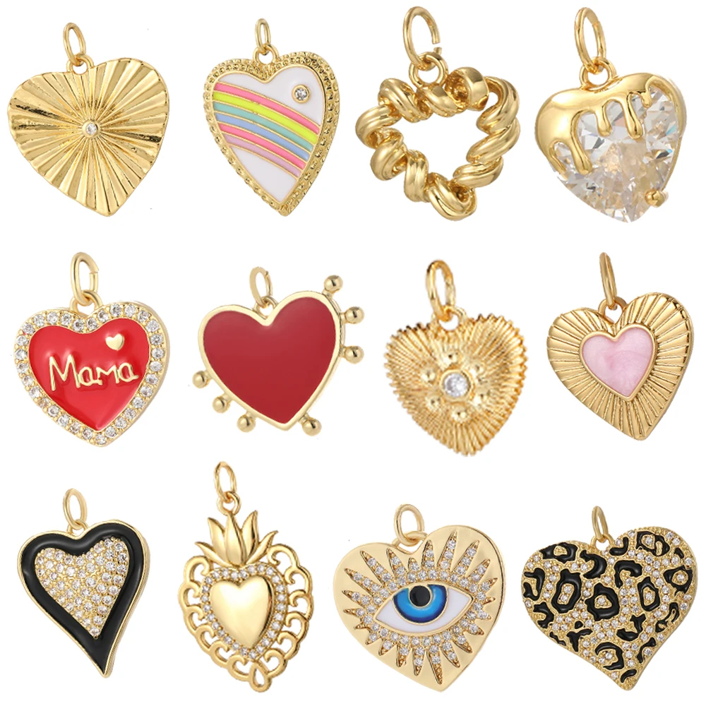 Cute Red Heart Charms for Jewerlry Making Supplies Bohemian Love Gold Color  Diy Earrings Necklace Bracelet Excellent Quality