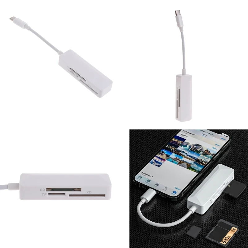 قارئ بطاقة 3 في 1 عالمي XD TFSD قارئ بطاقة USB C عالية السرعة قارئ بطاقة الذاكرة تحويل للهواتف النقالة والكمبيوتر المحمول