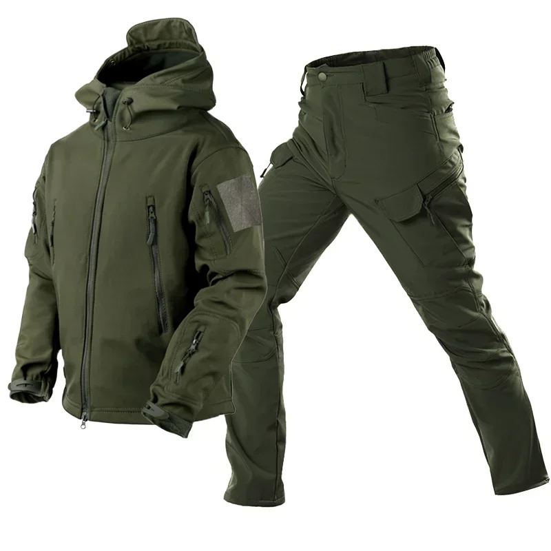 Men Winter Autumn Tactical Combat SoftShell Fleece Jackets Waterproof Suit Fishing Hiking Camping Coat Thermal