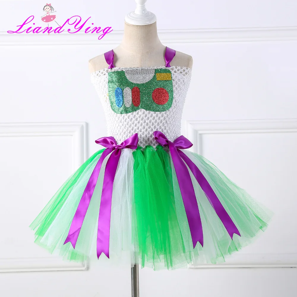 Toy Buzz Lightyear Costume for Girls Kids Christmas Halloween Tutu Dress With Cowboy Hat Scarf Birthday Party Fancy Dress view 2