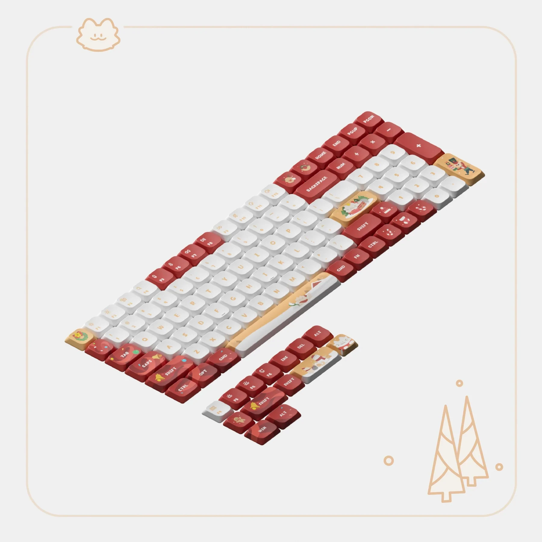 

NuPhy Meow Xmas nSA Dye-sub PBT Keycaps Christmas Meow 113 Key Full Set Suitable for Air Series