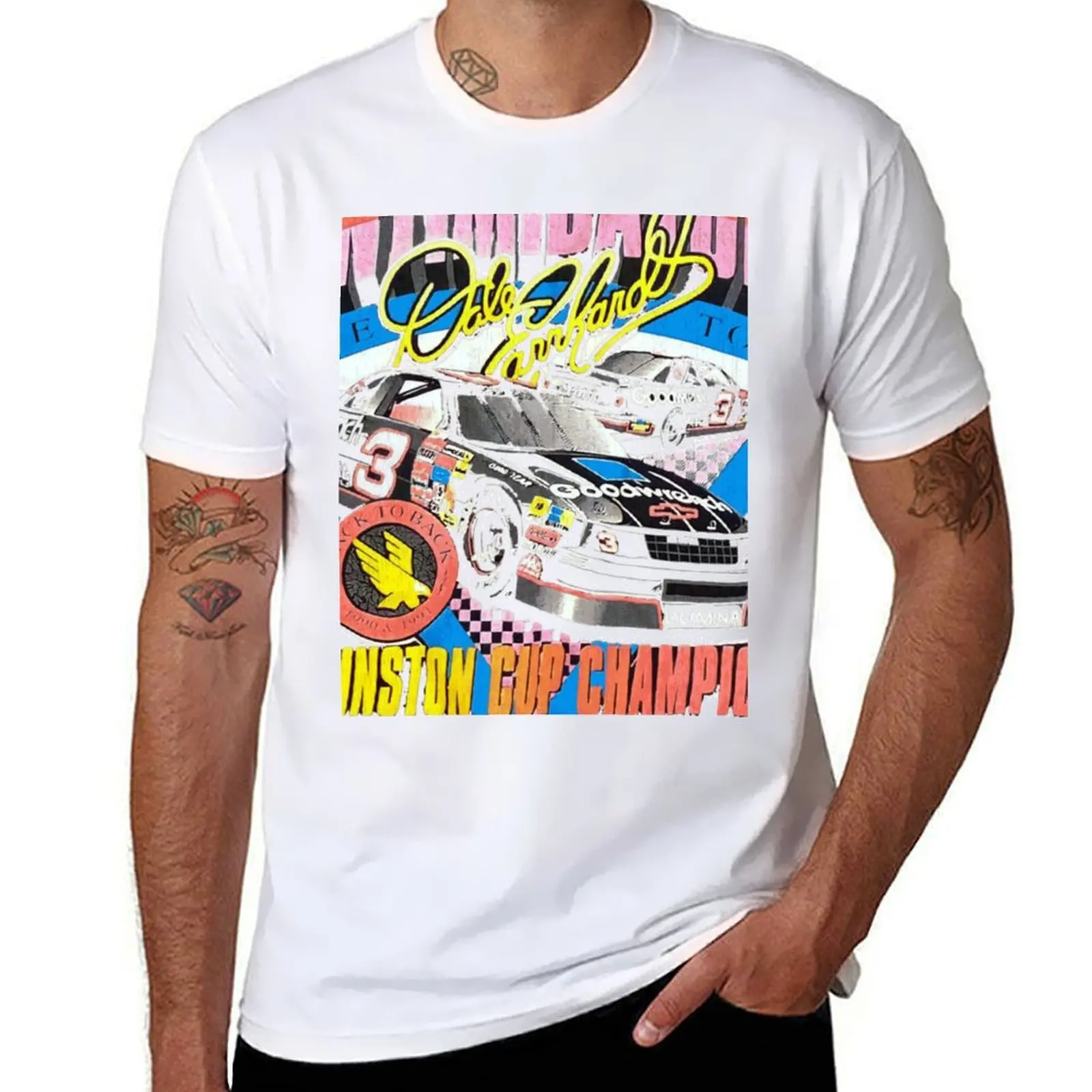 Винтажная забавная футболка Dale Nascar Intimidator Essential, черная хлопковая футболка с индивидуальным принтом, простая мужская футболка Винтажная забавная футболка Dale Nascar Intimidator Essential, черная хлопковая футболка с индивидуальным принтом, простая мужская футболка