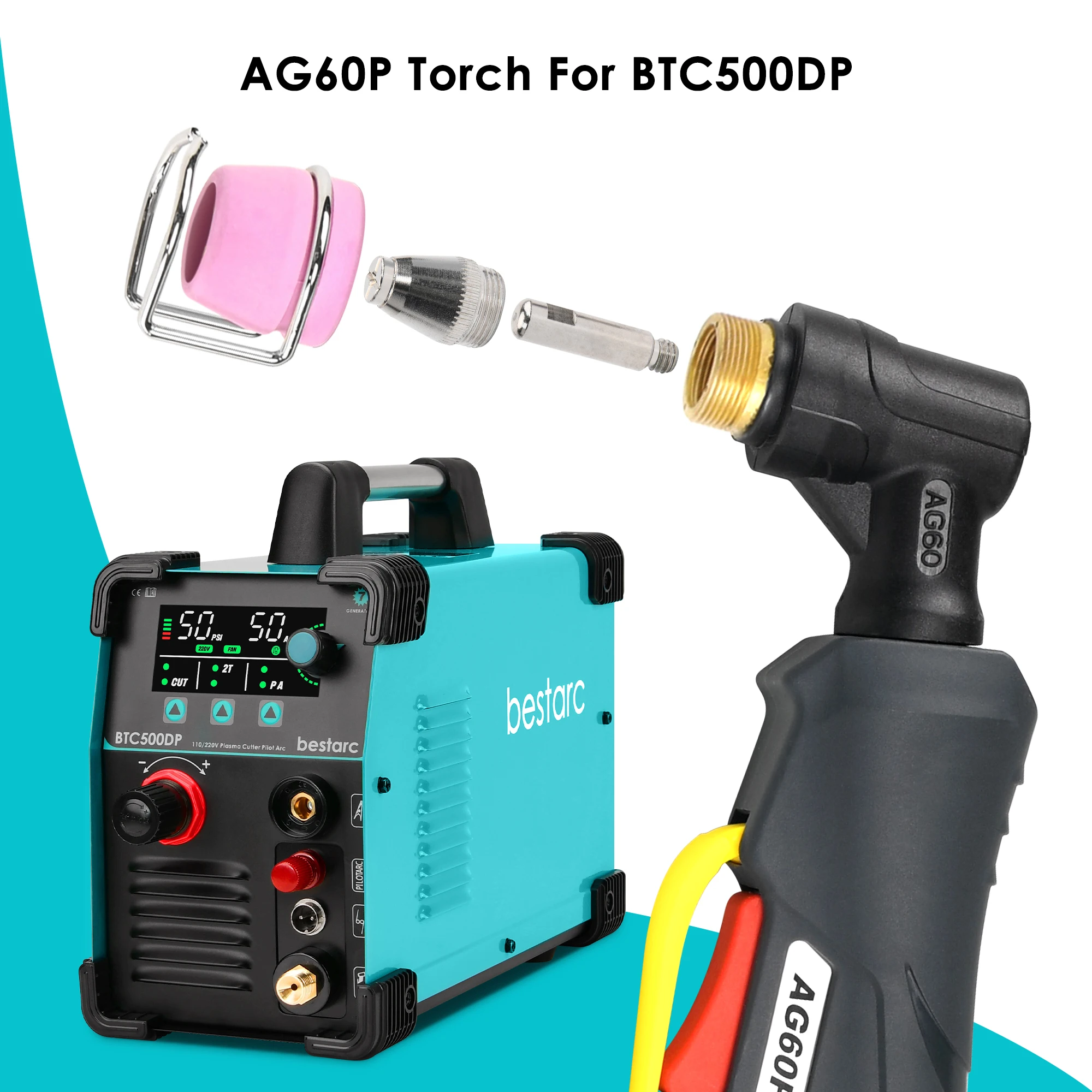 Bestarc AG60P Plasma Cutter Consumíveis Corte Tocha Ponta Bicos 24 pcs Adequado para AG60 WSD60 AG60P e BTC500DP