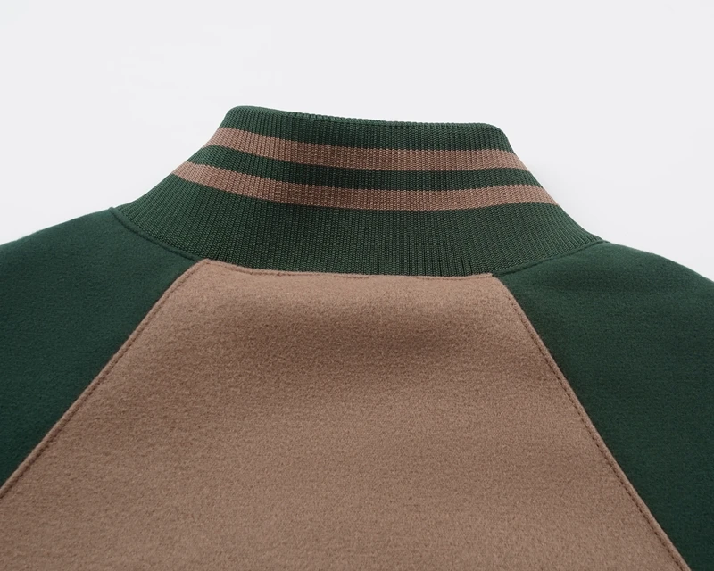 Vintage Varsity-Jacke für Herren, Farbblock-Wollmischung, Baseball-Mantel, gestreift, mit Knöpfen, Streetwear-Baseball-Jacke für Herbst und Winter – Detail 5