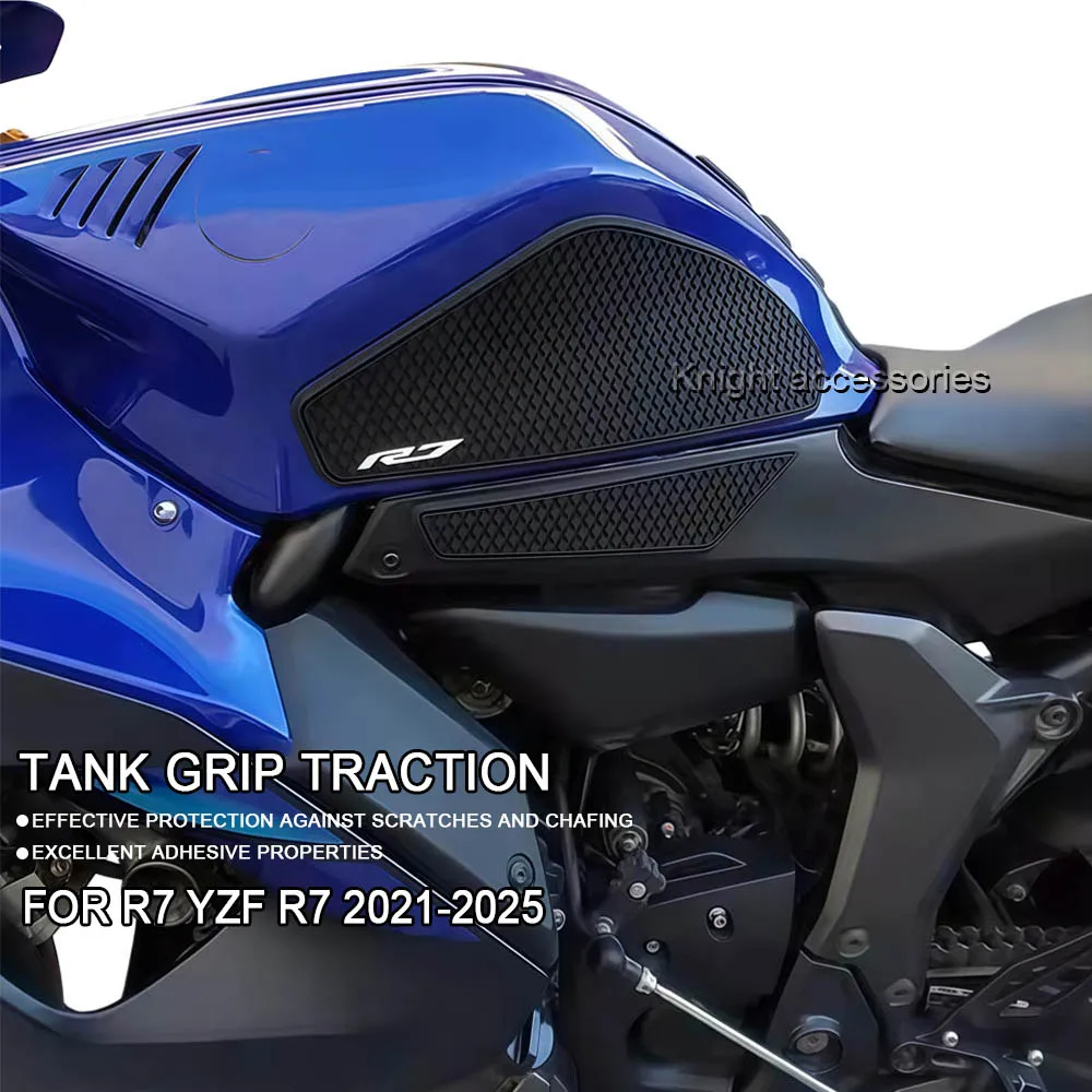 For R7 YZF R7 YZFR7 2021- 2023 2024 2025 Side Fuel Tank Pads Protector Stickers Knee Grip Traction Pad