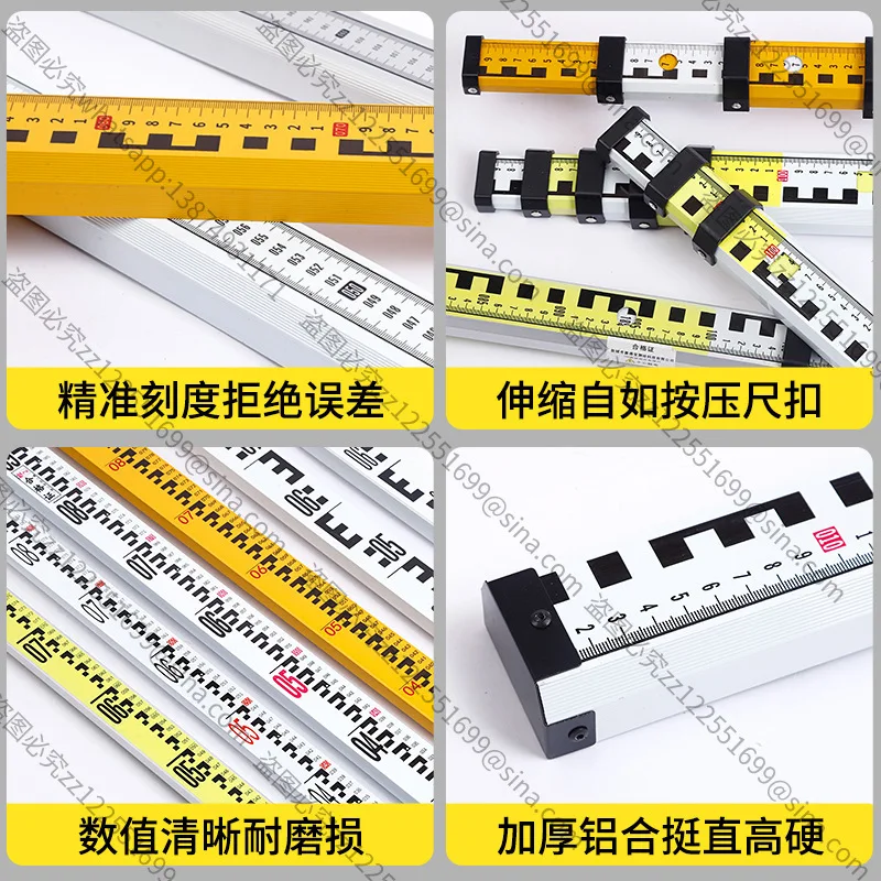 Suitable for High-grade Aluminum AlloyRuler,Aluminum AlloyRuler Telescopic Double-scale Height Ruler Engineering Measuring Ruler
