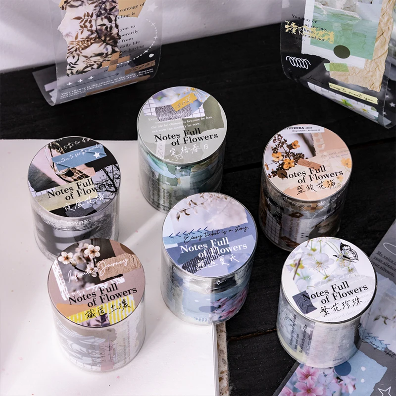 Yoofun 5x200cm Collage Landscaping PET Tape Notes Full of Flowers Plant Material Creative DIY Journal Masking Tape