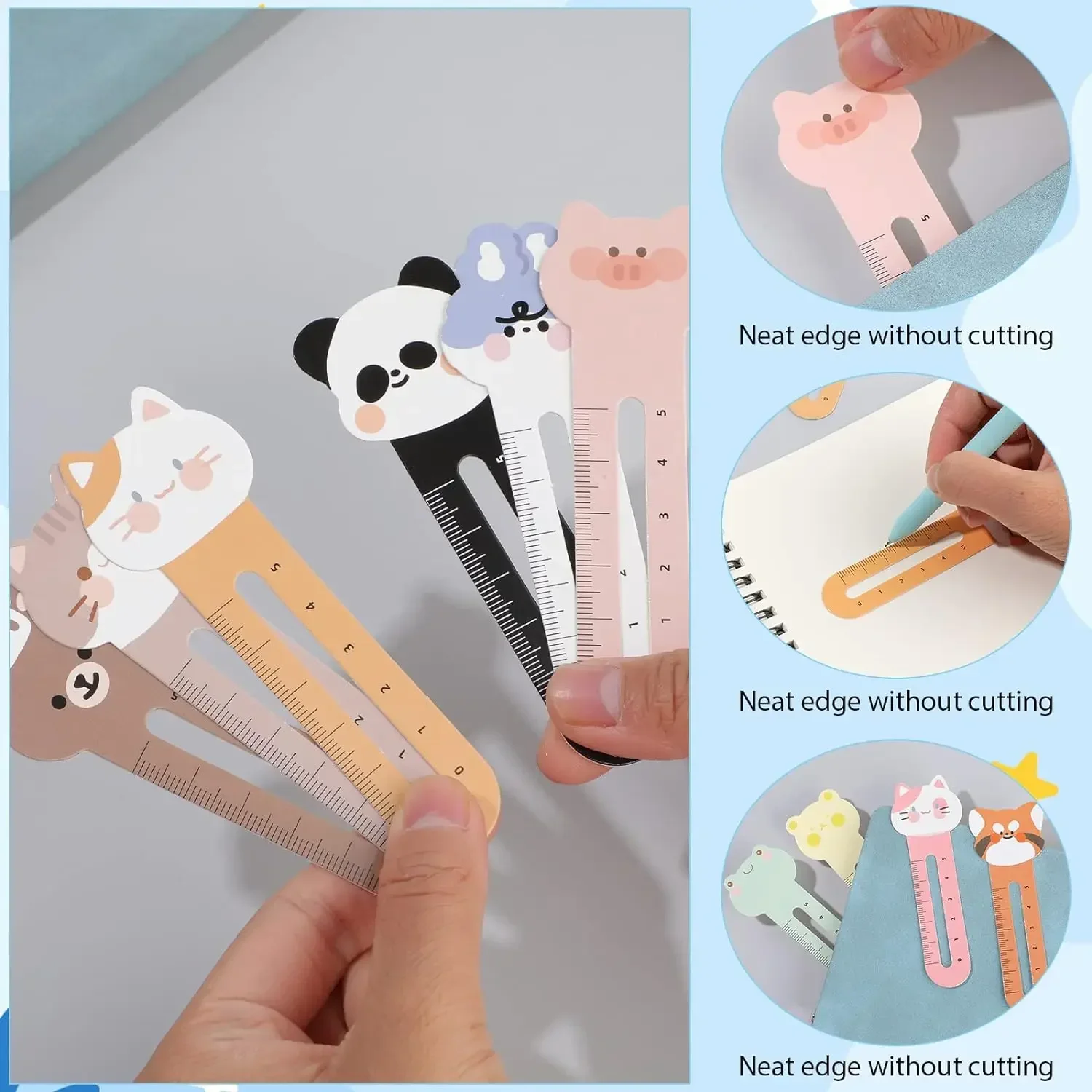 30pcs Animal Funny Bookmarks with Scales Cartoon Cute Bookmarks Reading Ruler Gift for Kids Girls Students Adult Class Rewards