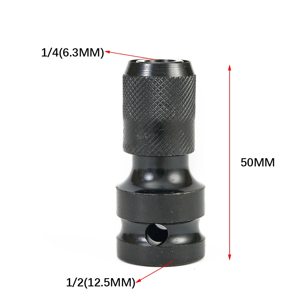 1/2inch Square Female Drive To 1/4inch Hex Shank Socket Converter Adapter Electric Wrench Conversion Head Hex Drill Bit Holder