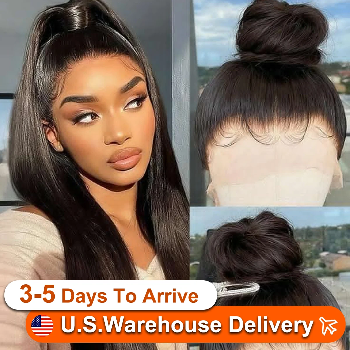 30 Inch Straight 360 13x6 HD Transparent Lace Front Wig PrePlucked For Black Women 180 Density Lace Frontal Human Hair Wig