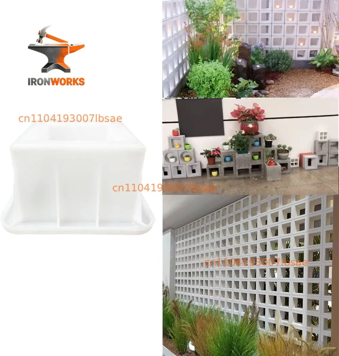 Reusable ABS Plastic Square Hollow Block Molds for DIY Garden Wall,Pathway Edging,Planter - Cement Block