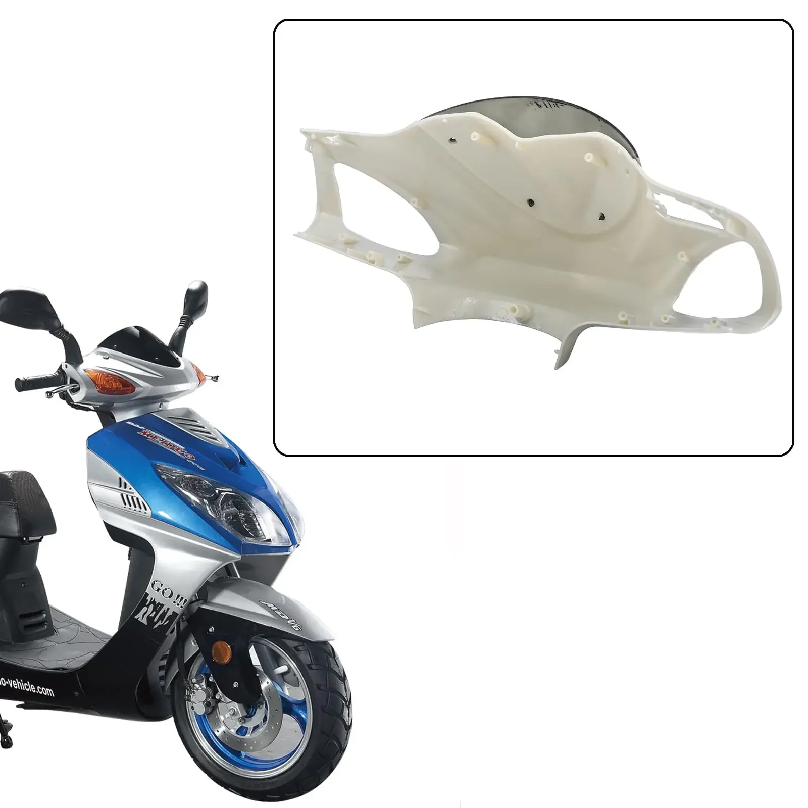 オートバイのヘッドライトカバー-中国のgy6オートバイスクーター原付バイクに適合-ジョンウェイ125cc第4世代、abs素材、シルバー