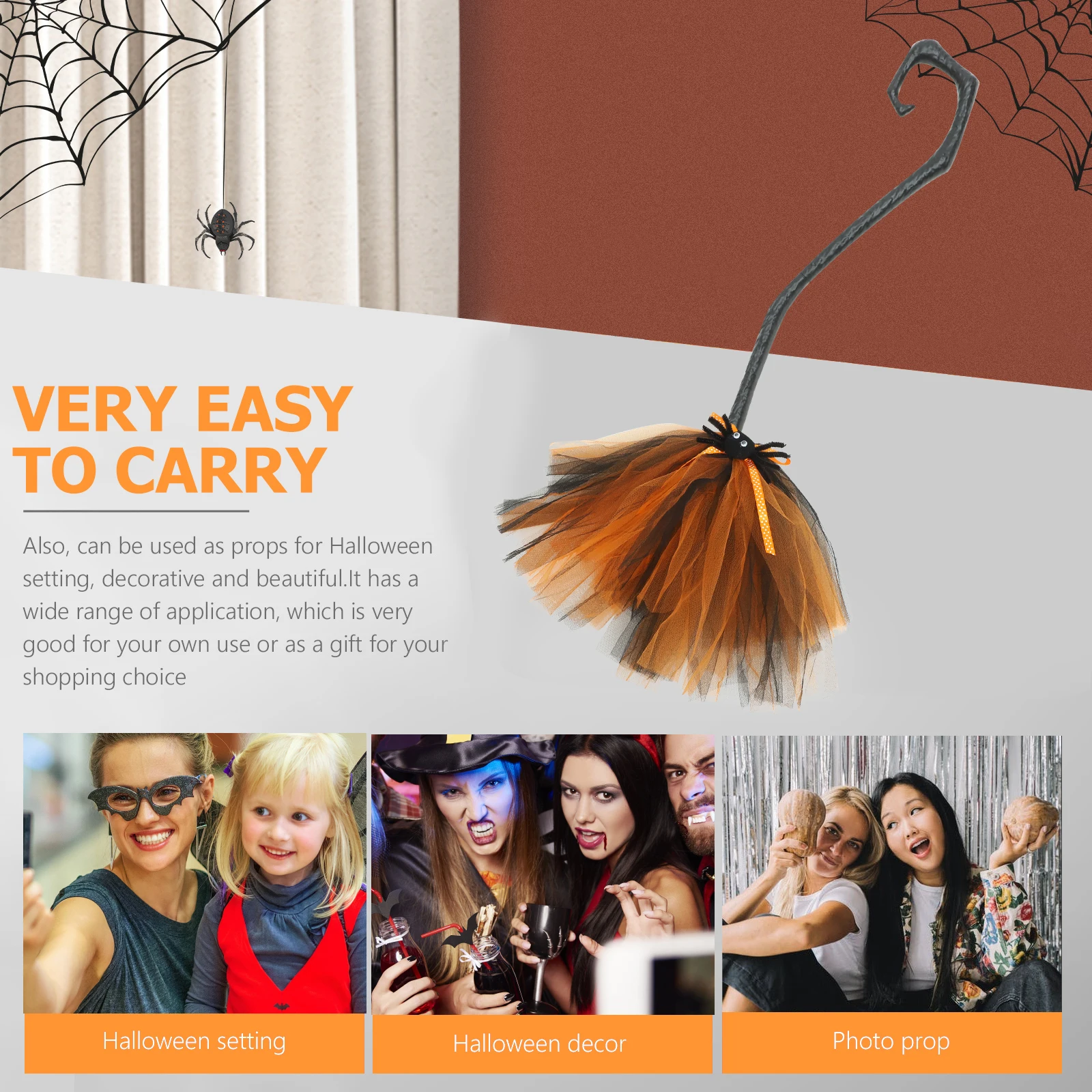 

Halloween Witch Broom Prop Purple s Lightweight Handle Cosplay Party Decorations Witch Costume Accessories Detachable Broomstick