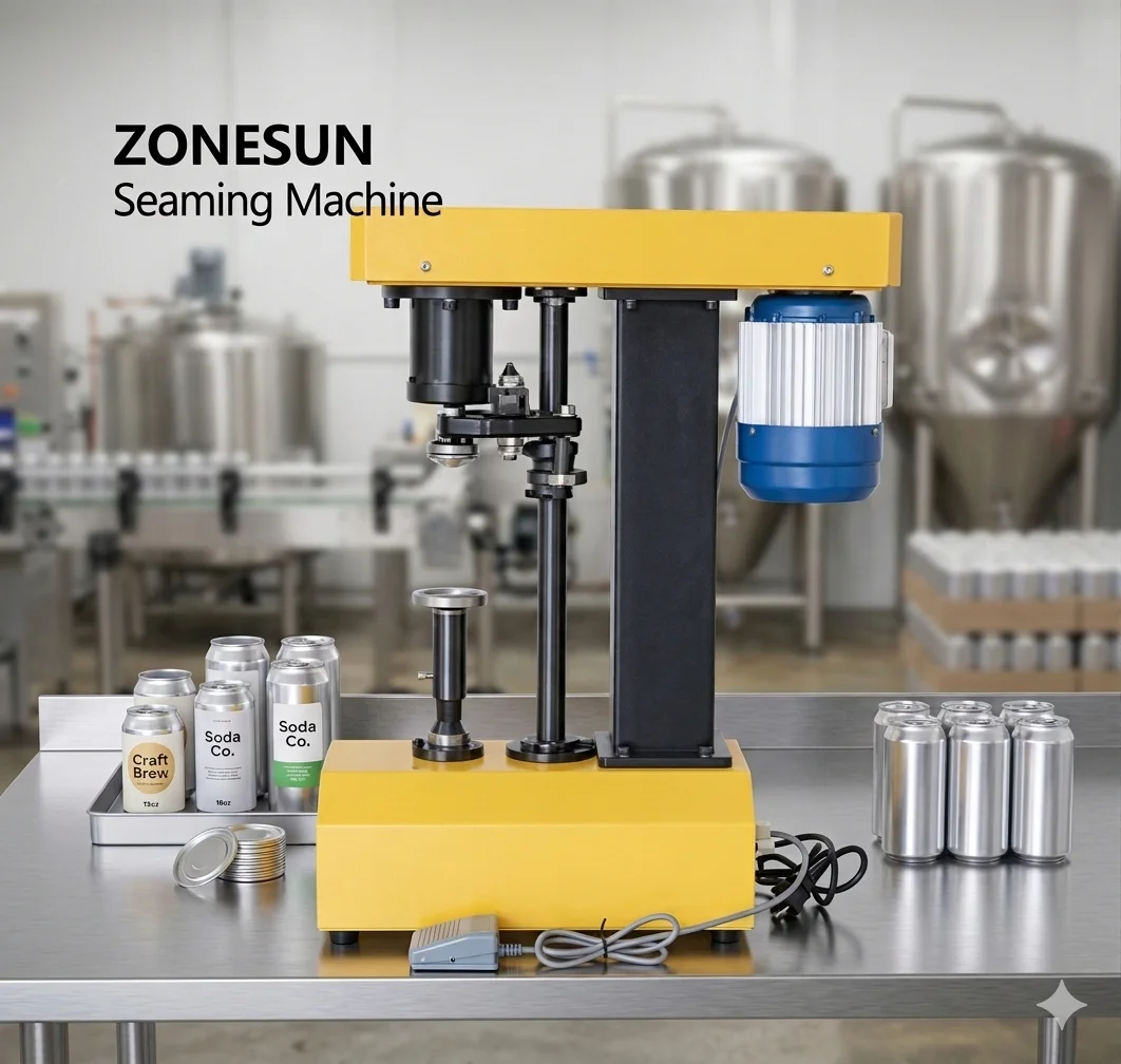ZONESUN ZS-LYC160 Scelleuse électrique de canettes de table pour bière, soda, bouteilles en aluminium – Machine d'emballage de boissons