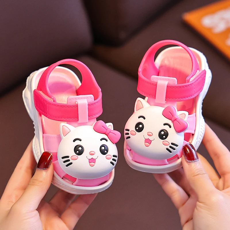 Summer Aged 0-5 Cute Cartoon Toddler Baby Shoes For Boys Girls Non-Slip Soft-Soled Children Home Kids Sandals With Covered Toes