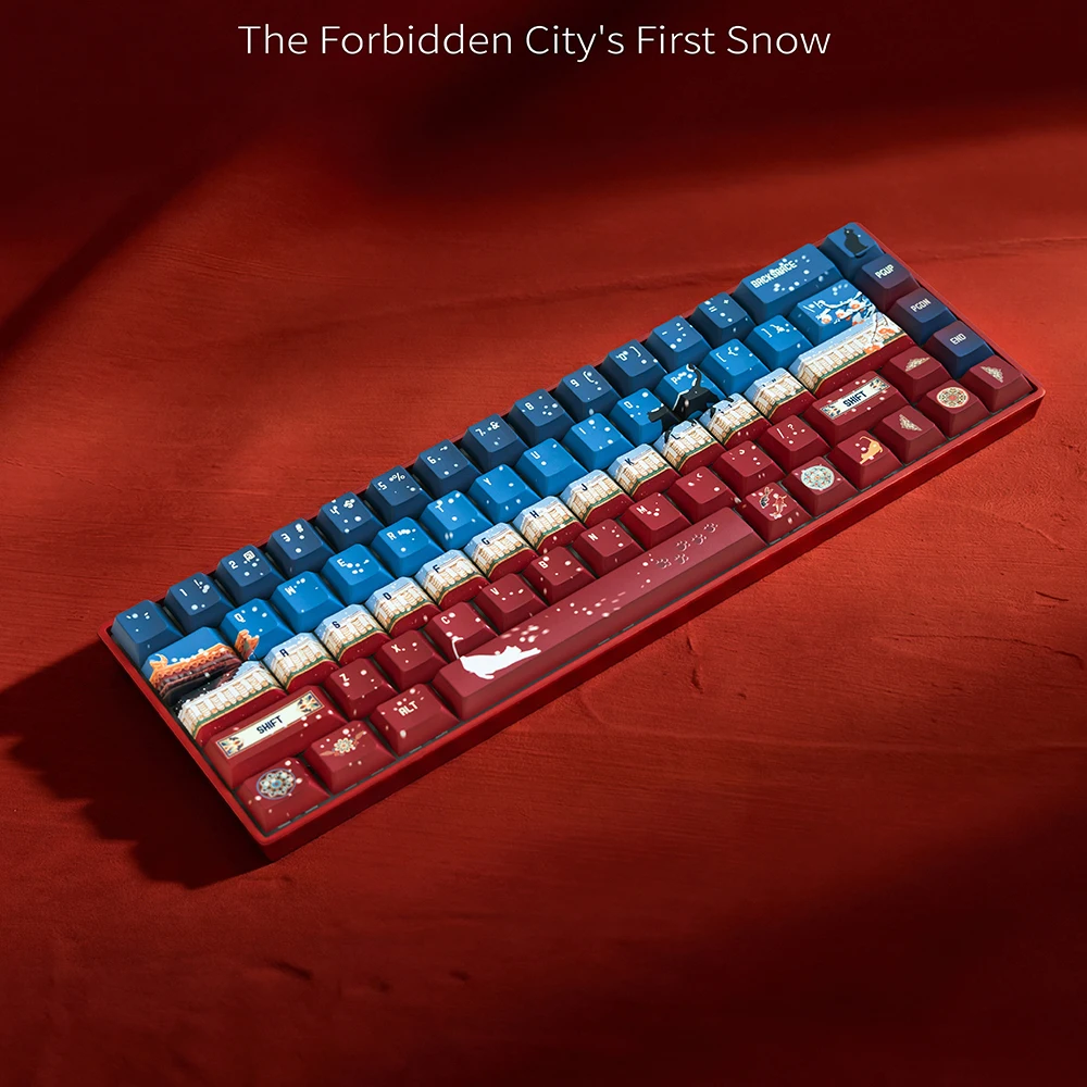 Chinese Forbidden City Inspired Keycaps First Snow Design Red Ancient Style Mechanical Keyboard Accessories