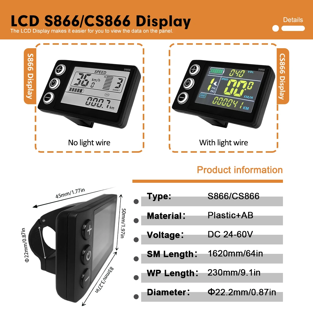 Picture 7: 36V 48V Three-Mode 17A Sine Wave Controller Motor Kit with LCD Display SM/WP Plug and Jian Nuo S866 display Use for 250W 350W