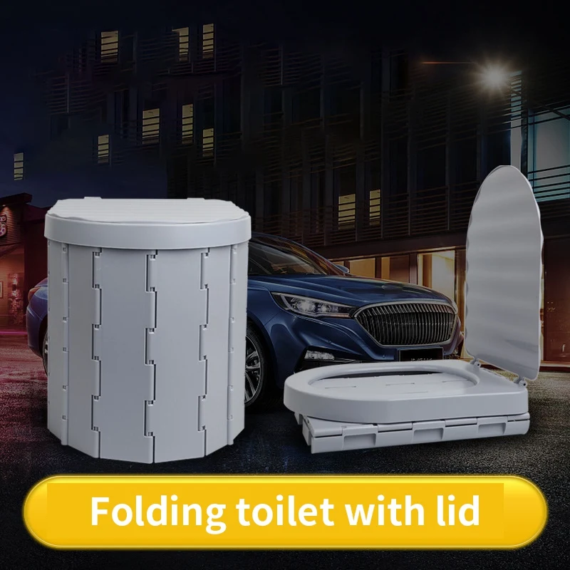 Portable Folding Toilet With Lid Travel Commode Car Potty Vehicular Urinal Toilet Seat For Outdoor Camping Travel