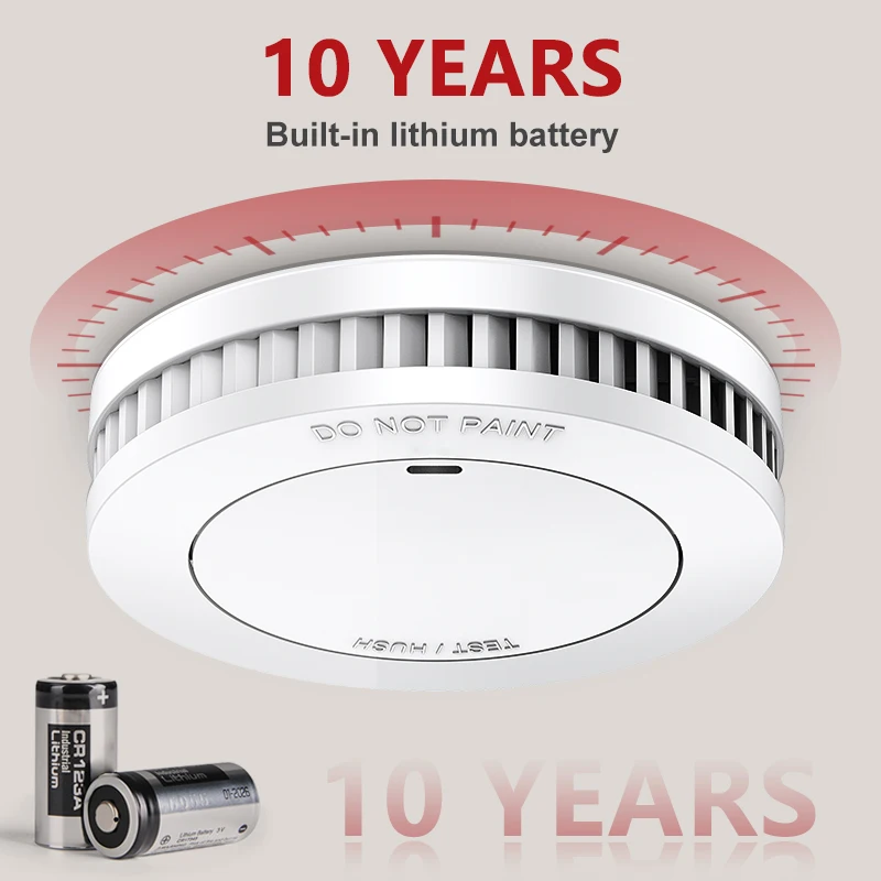 Independent Smoke Alarm with 10 Year Lithium Battery ， 85DB Buzzer  For Home Office Security Smoke Detector  ， mini Portable