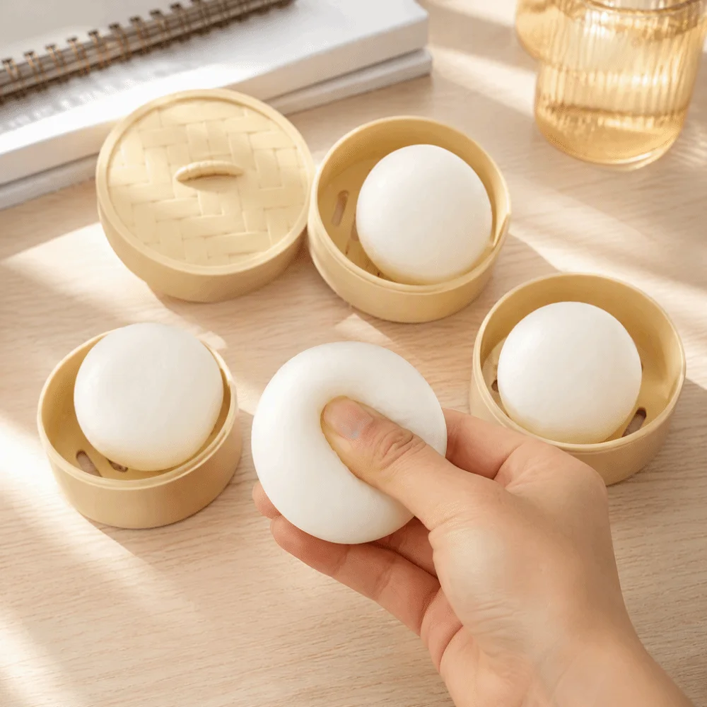 Slow Rebound Steamed Bun Squishies Low Rebound Slow Rising Steamed Bun Fidget Simulation Food Realistic Steamed Bun