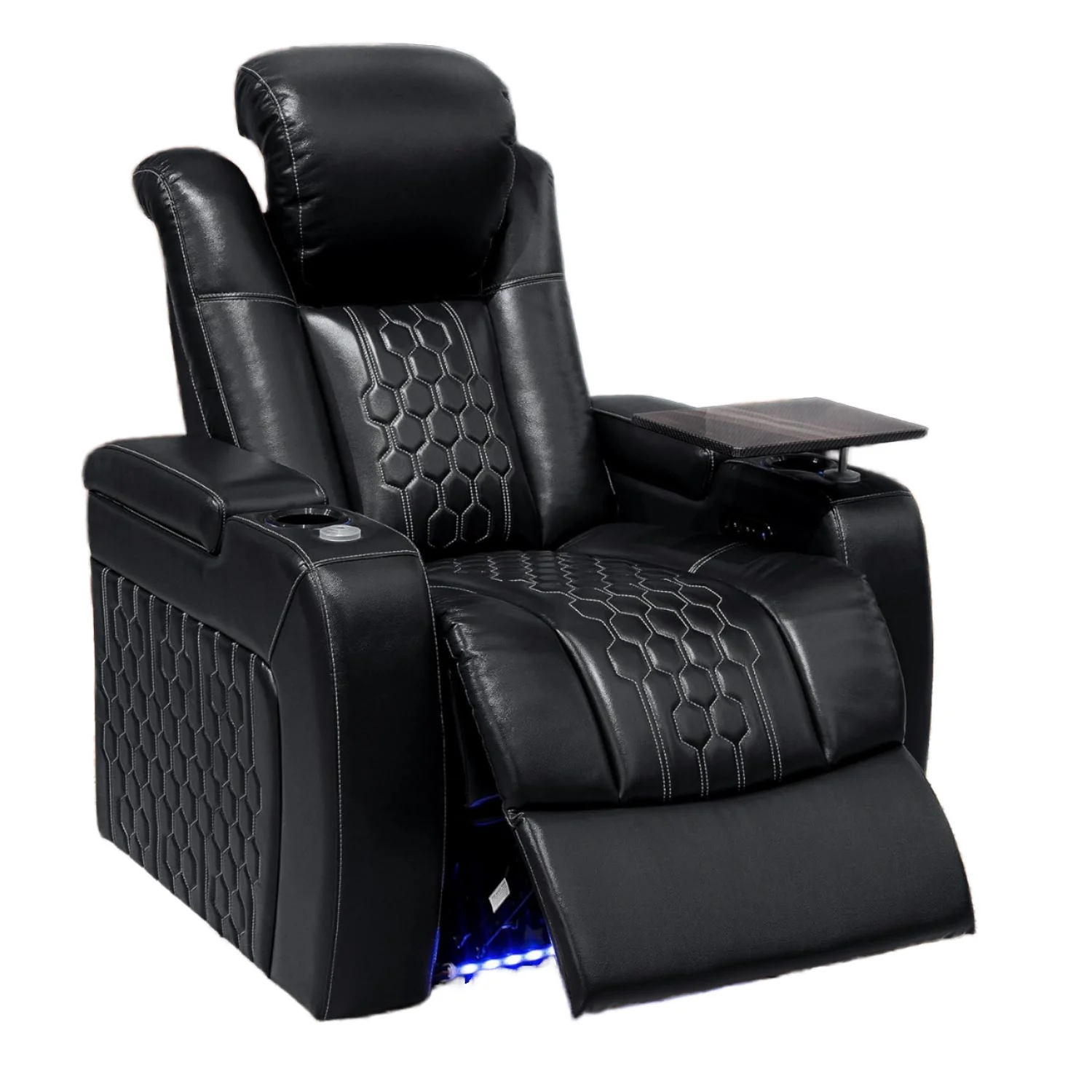 

Modern Home Theater Italian Leather Recliner One Seat Left with Heat & Massage Powered Headrest Lumbar Living Roompromote sales