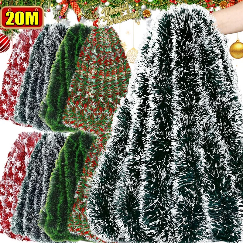 20/2M Christmas Ribbon Garland Xmas Tree Wrapping Tinsel Ribbons Bar Christmas Tree Colorful Strips New Year Party Ribbon Decor