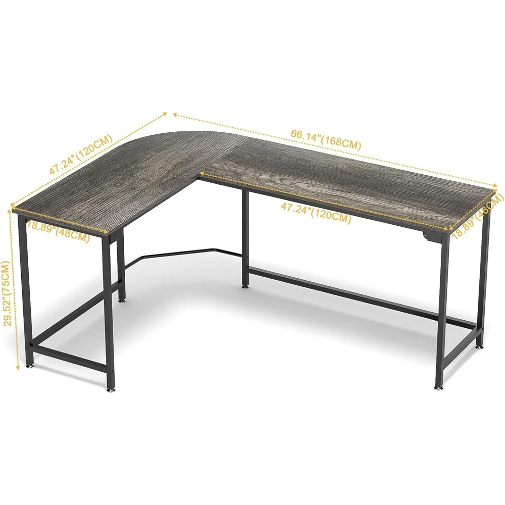 Escritorio para juegos en forma de L, escritorio para computadora de 66 esquinas para oficina en casa, mesa para juegos, estudio, escritura, estación de trabajo, adecuado para espacios pequeños