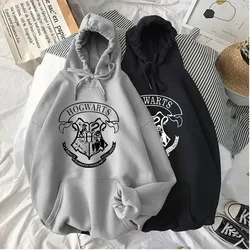 Sudadera con capucha y2k Hogwarts para mujer, suéter de manga larga con estampado de Hogwarts, Tops de lana holgados informales de terciopelo de gran tamaño, Otoño e Invierno