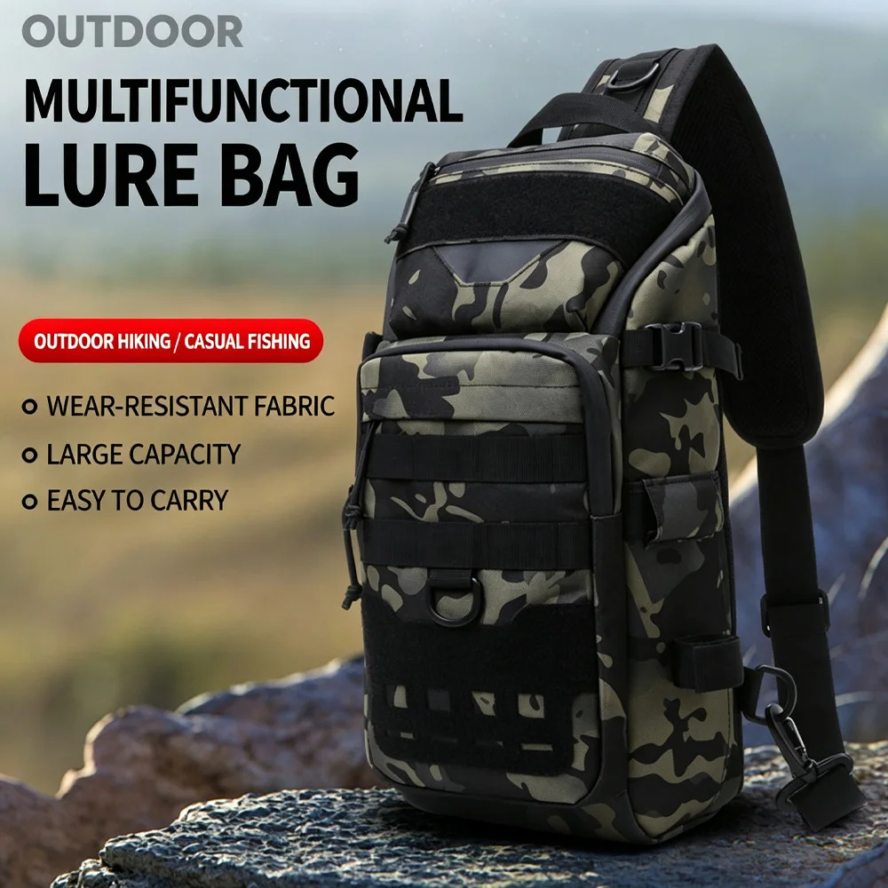 Tactical Fishing Sling Bag Molle Crossbody Chest Pack for Outdoor Travel Motorcycle Riding & Daily Commute AVA380