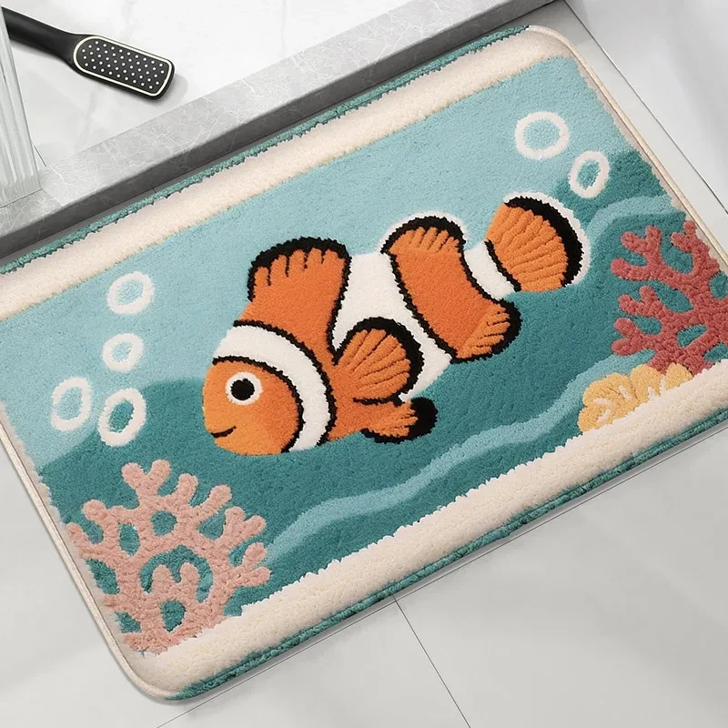 Coconut Tree Bathroom Anti Slip Floor Mats Shower Room Small Carpet Washbasin Absorbent Foot Mat Modern Home Decorative Carpet