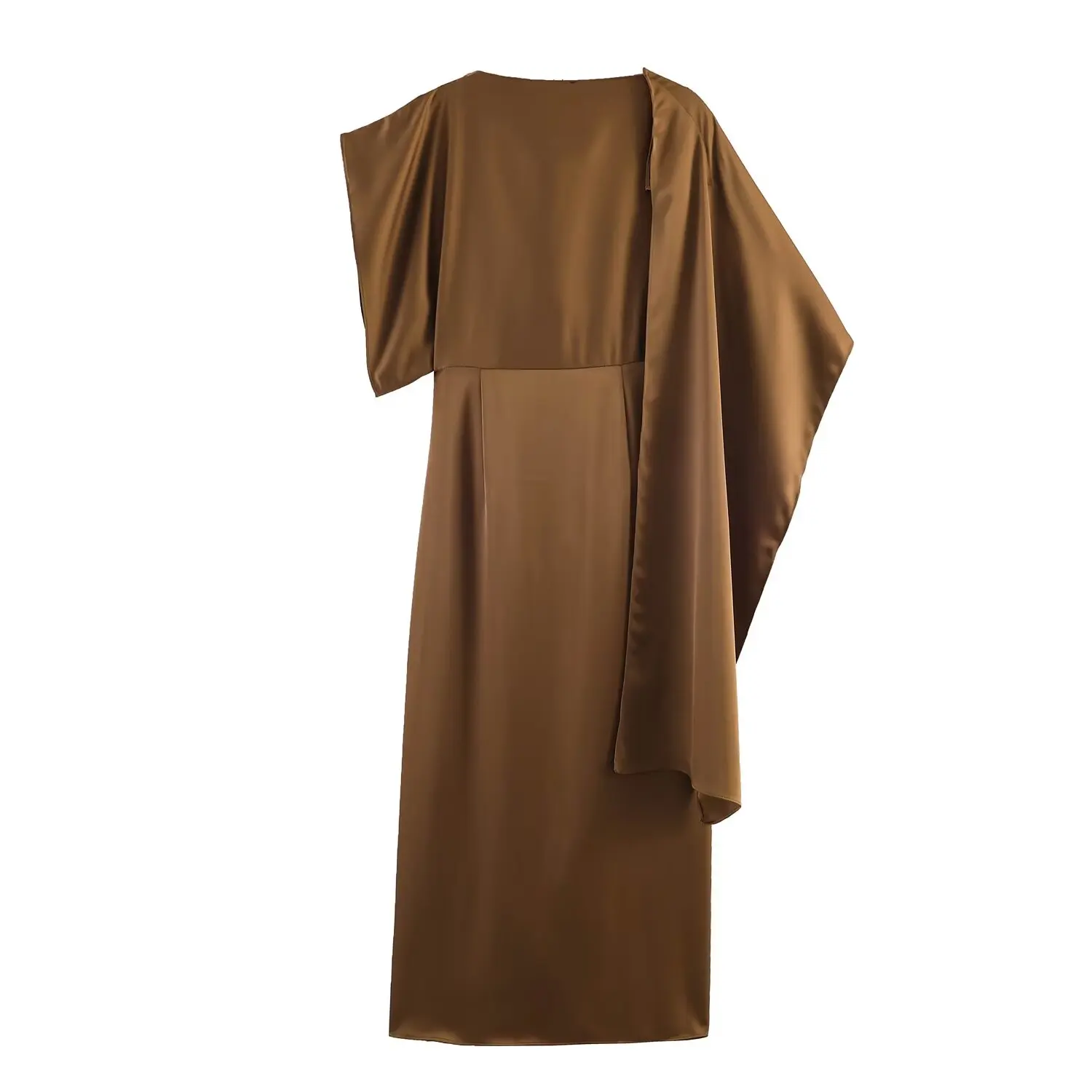TFMLN Damen Elegante Lange Kleider Mode Asymmetrische Midi-Länge Bequeme Schicke Einfarbige Stufenkleider für Abendpartys 2026 Damenmode – Detail 7