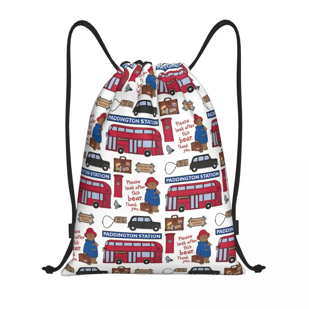 

Милые сумки на шнурке с бурым медведем Пиддингтона, спортивный рюкзак, спортивный рюкзак, водонепроницаемая сумка на шнурке для тренировок