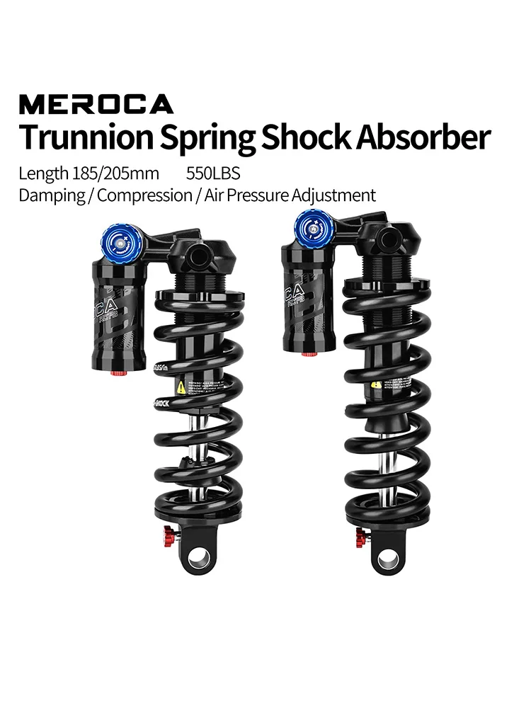 AliExpress MEROCA RCT3 Bicycle Trunnion Mount Rear Shock 185/205mm Coil Spring Shock 550LBS MTB Soft Tail Bicycle Rear Shock Absorber