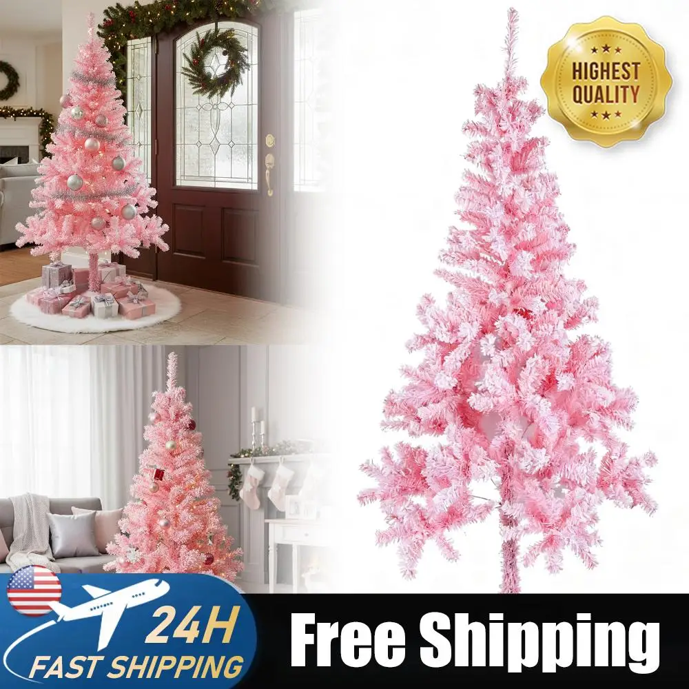 

180cm Flocked Christmas Tree Multi-Purpose Artificial Xmas Tree Realistic Spruce Christmas Tree for Home Office Gathering Party