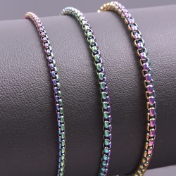 Width 2mm/2.5mm/3mm Colored Vintage Stainless Steel Necklace Bracelets Chain DIY Jewelry Making Choker Necklaces For Women Men