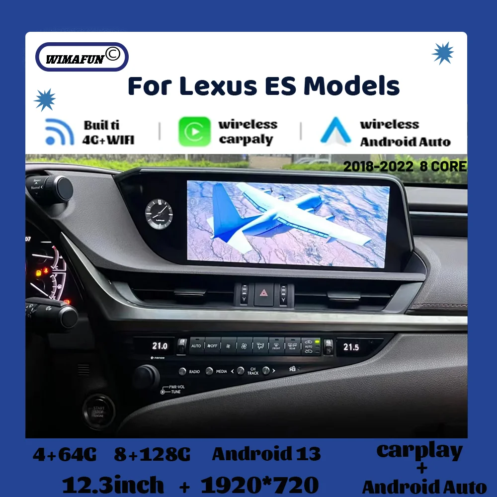 

12,3 дюймов для Lexus ES ES200 ES260 ES300H 2018-2022 OEM Меню радио Android 13 GPS мультимедийный автомобильный плеер беспроводной Carplay