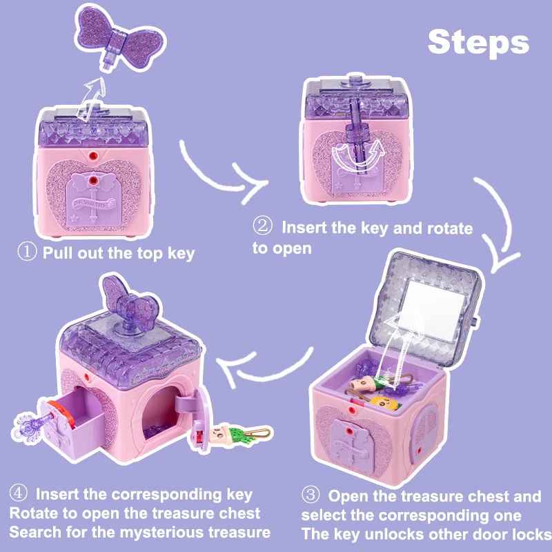 Coffre au trésor magique, boîte Surprise avec clé de verrouillage, boîte à bijoux faite à la main, jouets de jeu, cadeau d'anniversaire de princesse pour fille, noël